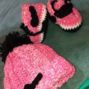 Nike themed crochet hat and booties